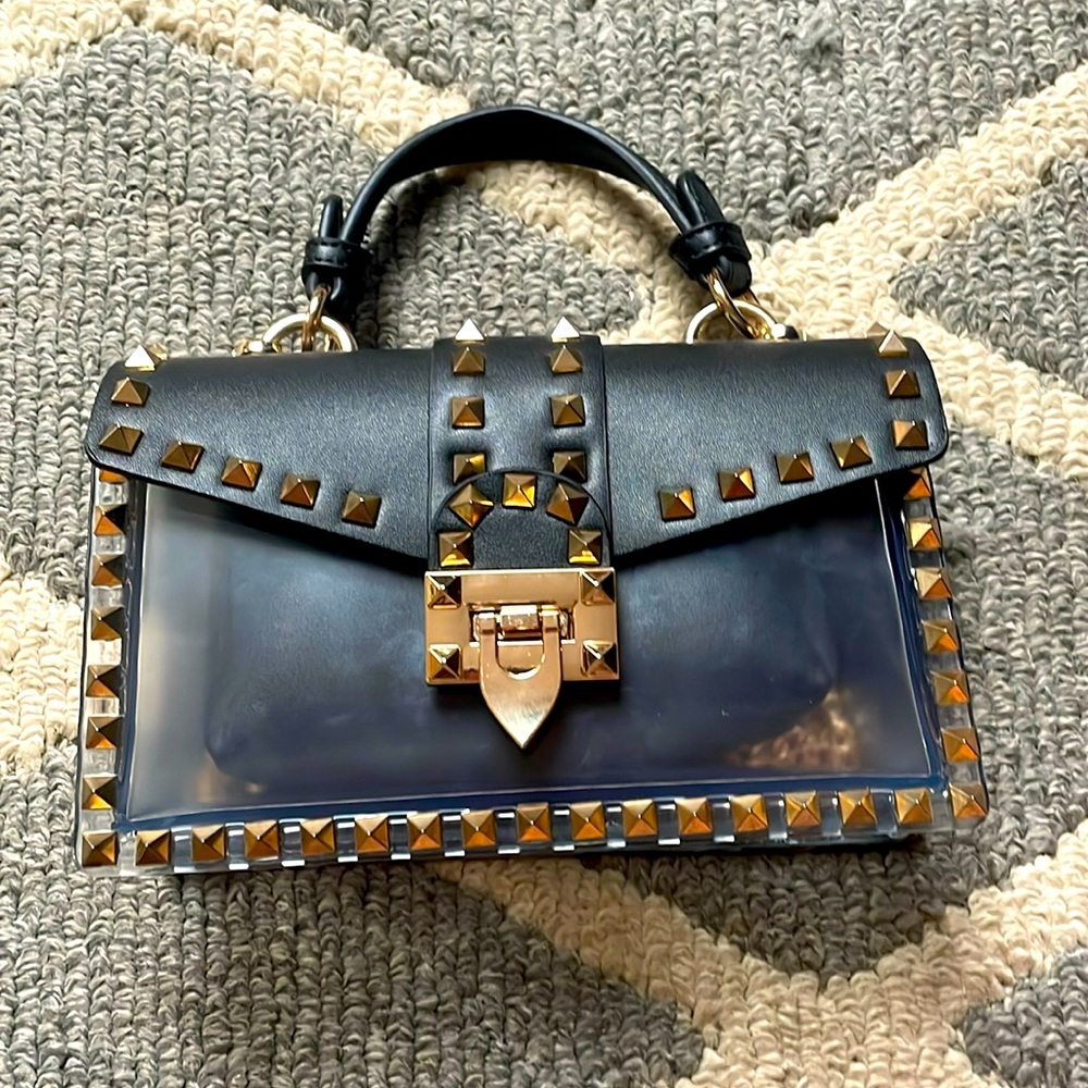 Black studded clutch bag!